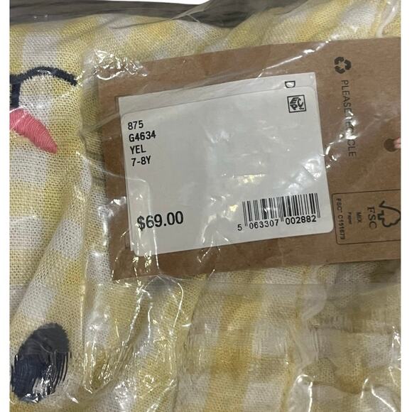 Mini Boden Yellow Bunny Bunny Embroidered Gingham Pinafore Dress Size 7-8 yr - Picture 5 of 5